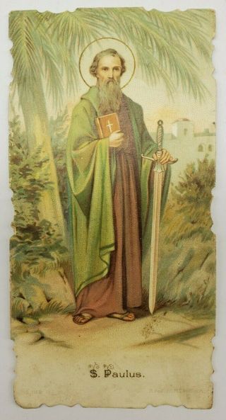 Vintage German Gebet Prayer Card Paul The Apostle Catholic Christian Ephemera
