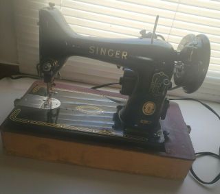 Vintage Singer 99K Portable 1950 ' s Sewing Machine EL594337 With Case 2