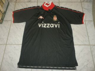 As Monaco Fc Kappa Away Football Jersey Shirt Soccer Black Red L Large Vintage