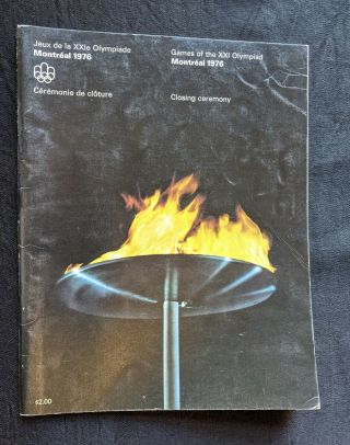 1976 Montreal Olympics Closing Ceremony Program Flaming Torch