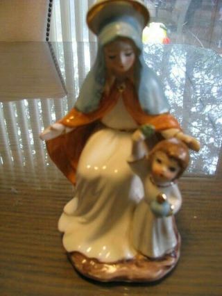 Vintage George Good Musical Box Statue Mother Mary & Child Euc