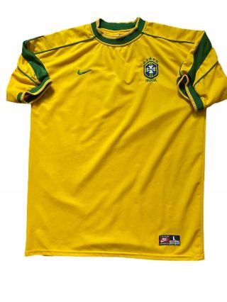 Vtg 90s Nike Brazil Soccer Jersey L