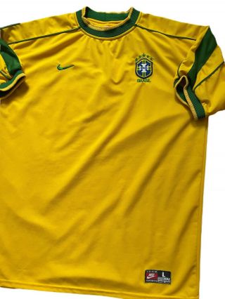 Vtg 90s Nike Brazil Soccer Jersey L 2