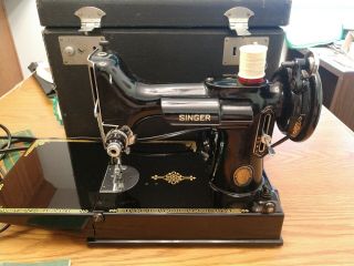 1951 Singer 221 - 1century Featherweight Elec Sewing Machine,  Case & Accessories