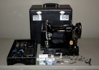 1948 Singer Featherweight With Case And Accessories,  Scroll Face