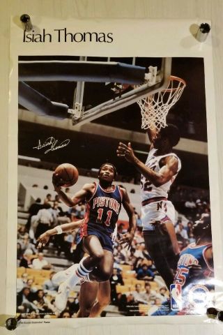 Vintage 1983 Isiah Thomas Detroit Pistons Bad Boys Blue S.  I.  Poster 24 " X35 "