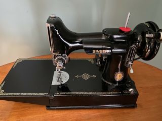 Singer 221 Centennial Featherweight Sewing Machine,  Case And Attachments 3