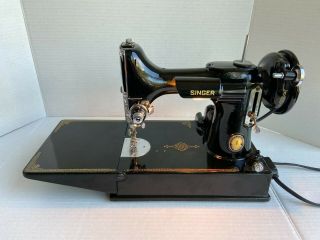 1950 Singer Featherweight 221k Centennial Badge Sewing Machine And Attachments
