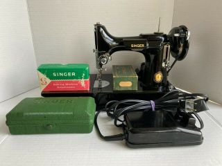 1950 Singer Featherweight 221K Centennial badge sewing machine and attachments 2
