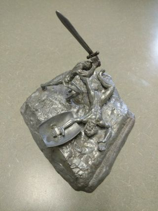 Pewter David & Goliath Sculpture Yaacov Heller Limited Edition 54354/100,  000