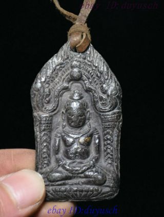 Old Tibet Buddhism Bronze Amitabha Tathagata Buddha Statue Amulet Pendant