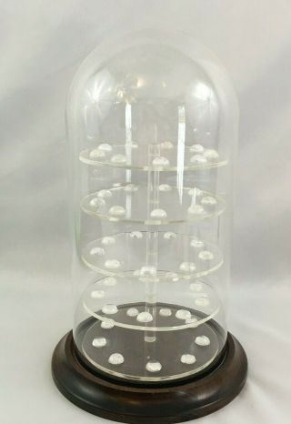 Five Tier Glass Dome Domed Thimble Display Holder Holds 45 Thimbles