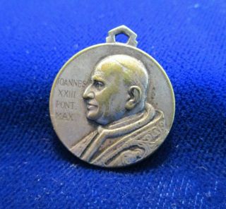 Vintage St Christopher Medal Pope St John Xxiii Silvertone Patina