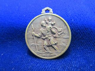 Vintage St Christopher Medal Pope St John XXIII Silvertone Patina 2