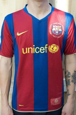 1957 - 2007 Nike Fc Barcelona Home Shirt Jersey Ronaldinho Brazil Unicef Xl Boys