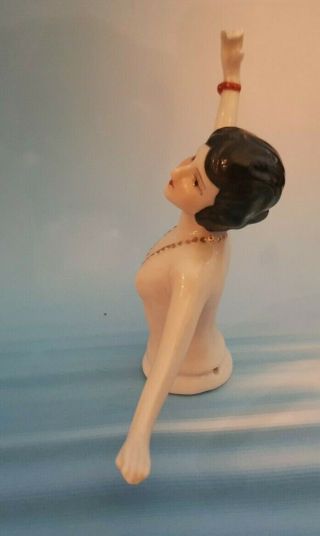 Lovely 1920 ' s Art Deco Style Nude Dancing Lady Half Pin Cushion Doll Arms Away 3