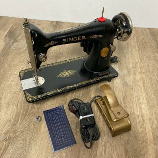 1923 Singer 66 Sewing Machine Heavy Duty Electric 0.  6 Amp Serviced Perfect