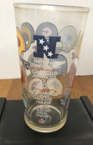 Vtg 1970s National Conference Nfl Drink Glass Helmets Redskins Vikings Packers