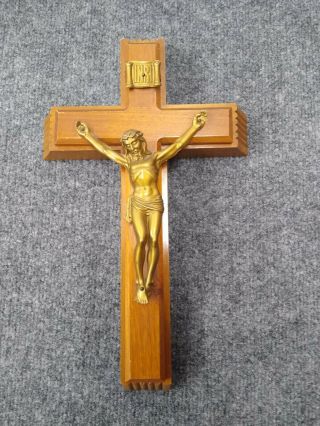 Last Rights Jesus On Cross Wood Crucifix,  Vintage