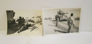 2 Real Photo 1967 6 Day War Idf Israel Army Tanks In El Arish City Sinai Vintage