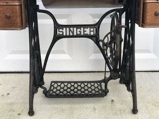 Vintage Singer Sewing Machine Treadle With Wood Sewing Table Cabinet 3