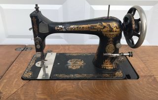 Vintage Singer Sewing Machine Treadle With Wood Sewing Table Cabinet 6