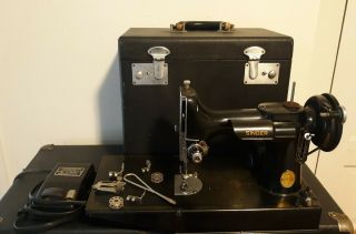 Vintage 1947 Singer Featherweight 221 Sewing Machine,  With Storage Case