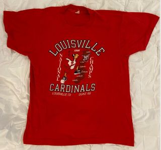 Vintage 1986 University Of Louisville Basketball National Championships T - Shirt