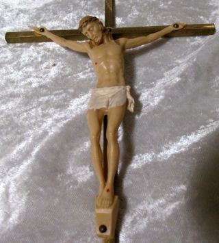 Vintage Jesus Christ Inri Holy Cross Brass Crucifix Wall Hanging Vgc Religious