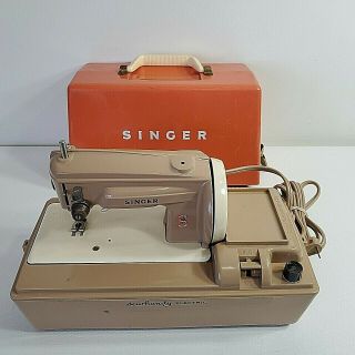 Singer Sewhandy Electric Toy Childs Sewing Machine Mini Orange Vintage 1961
