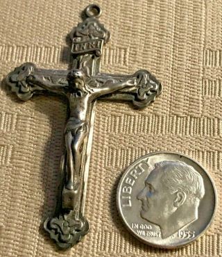 Vintage Sterling Silver 1 15/16 " X 1 3/16 " Rosary Crucifix 6.  5 G