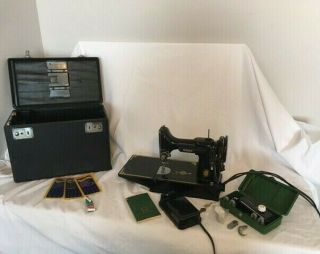 Vintage 1950singer Featherweight 221 - 1 Portable Sewing Machine With Accessories