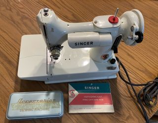White Singer Featherweight 221k See Video