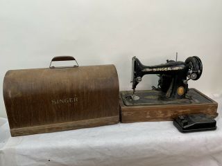 Vintage Singer Model 66 Vintage Heavy Duty Sewing Machine Eg837804 1948 In Case