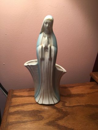 Blessed Virgin Mother Mary Madonna Vase Planter Ceramic Vintage