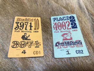2 - 1929 Churchill Downs Horse Racing Pari - Mutual Betting Tickets.