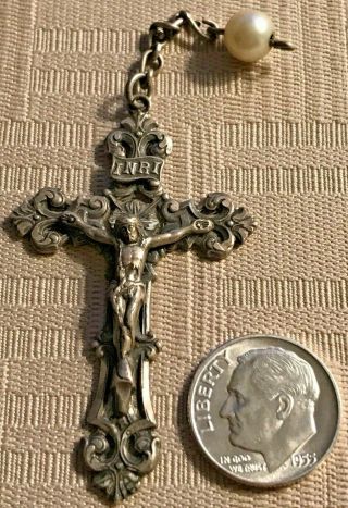 Vintage Sterling Silver 2 1/16 " X 1 1/4 " Latin Detached Rosary Crucifix 6.  1 G