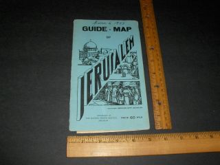 Vintage Wwii Era Guide - Map Of Jerusalem For H.  M.  And Allied Forces Ca.  1940 