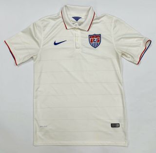Nike Dri Fit Mens 2014 World Cup Us Team Soccer White Polo Shirt Size Medium