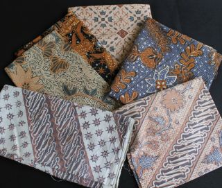 6 Large Piece Vintage Balinese Batik Hand Blocked Fabric/craft/quilt/rare Find