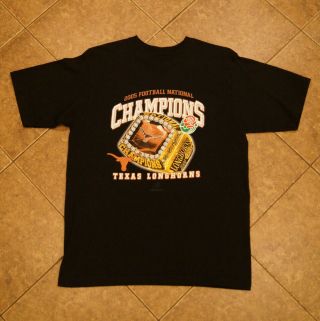Vintage 2005 Texas Longhorns Rose Bowl National Champions Tee Shirt Black Medium