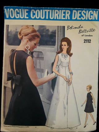 Vintage Vogue Couturier Design Belinda Bellville Evening Dress Pattern 2112 Bust