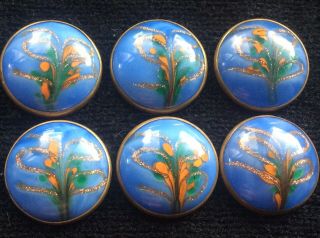 Edwardian Art Glass Buttons 7/8ths Of An Inch Across