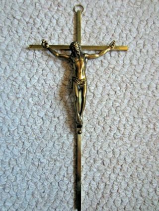 Brass Jesus Christ Wall Cross Crucifix 10 " X 5 "
