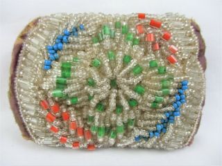Antique,  NATIVE AMERICAN,  IROQUOIS Hand Made,  BEADED,  Tri - Fold Pouch,  PIN CUSHION 2