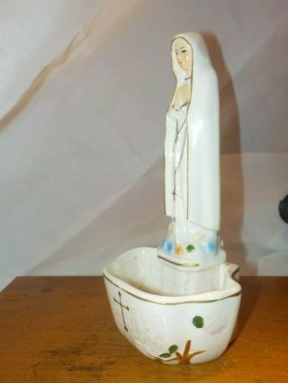 Porcelain Vintage MARY RELIGIOUS HOLY WATER FONT GERMANY ? 7 