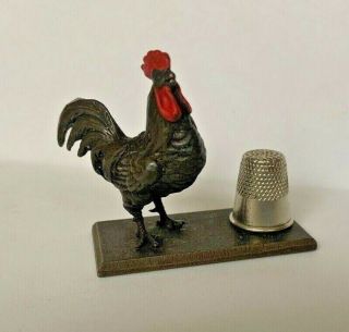 Rooster Thimble Holder Figural Heirloom Editions Redl Wien Bronze Cock Chicken