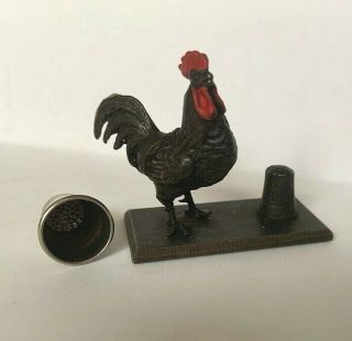 ROOSTER Thimble Holder Figural Heirloom Editions Redl Wien Bronze cock chicken 3