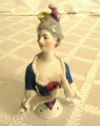 Antique Bisque Half Doll - Pin Cushion - Marie Antoinette - Arms Away - Victorian - 5 "