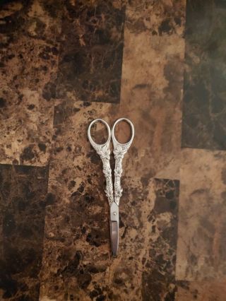Antique W Germany Silver Grape Scissors With Details